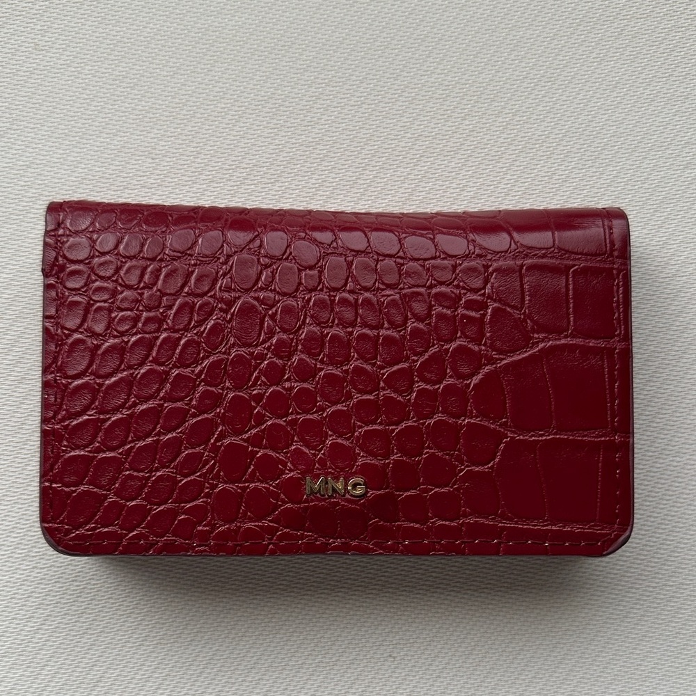 Mango Croc-Embossed Red Wallet